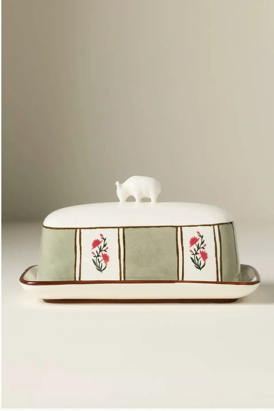 Anthropologie Millie Stoneware Cow Butter Dish